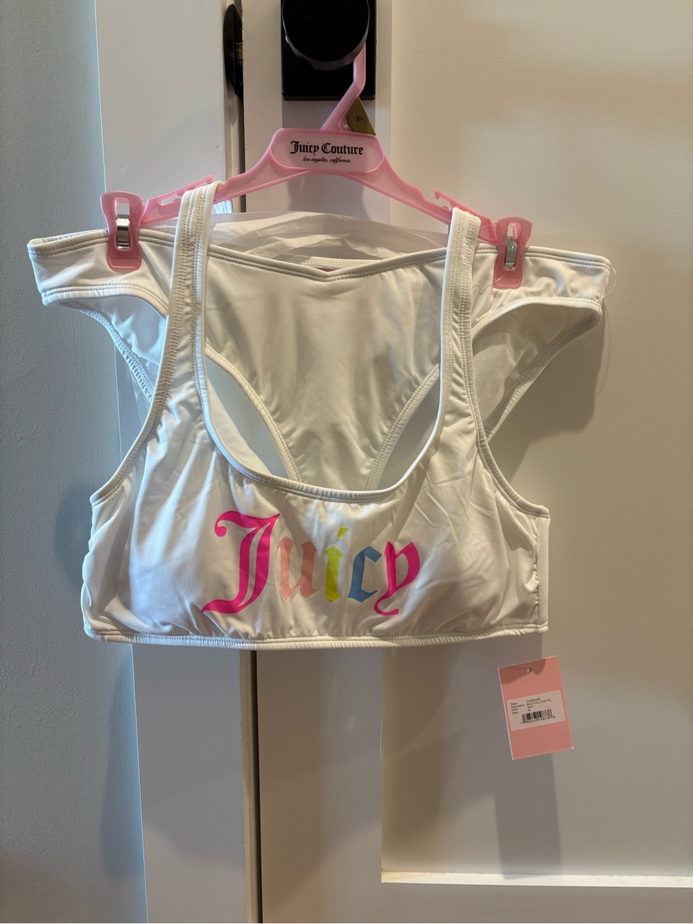 New Juicy Couture White Logo 2 piece bathing suit. Size XL